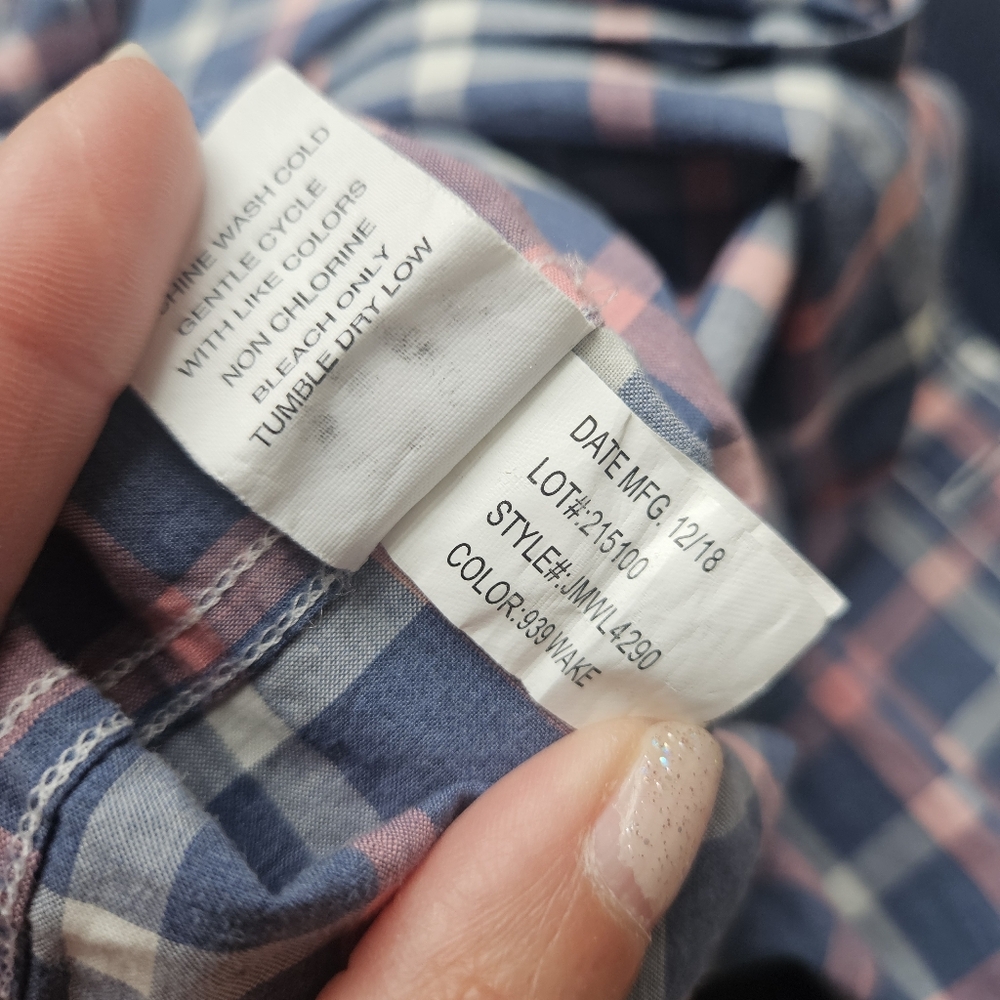 Johnnie-O JMWL 4290 Oscar pink Blue Plaid long sleeve button-down shirt Mens L - Picture 7 of 8